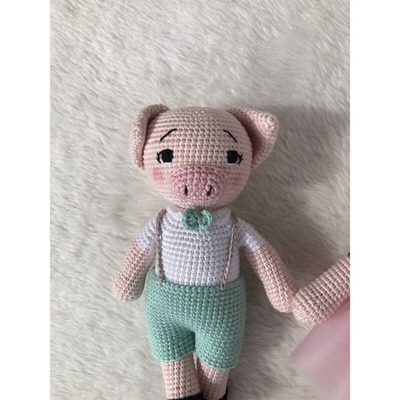 2 Piggy doll Couple, Handmade Dolls, Peggy’s Crochet, Baby Crochet Plush Toy - Picture 4 of 16